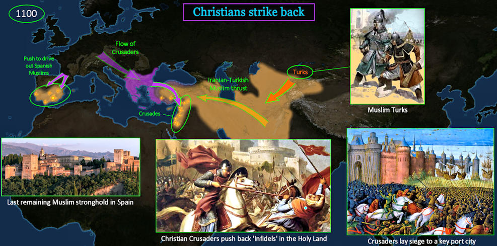 Christian Crusades, 1100 map